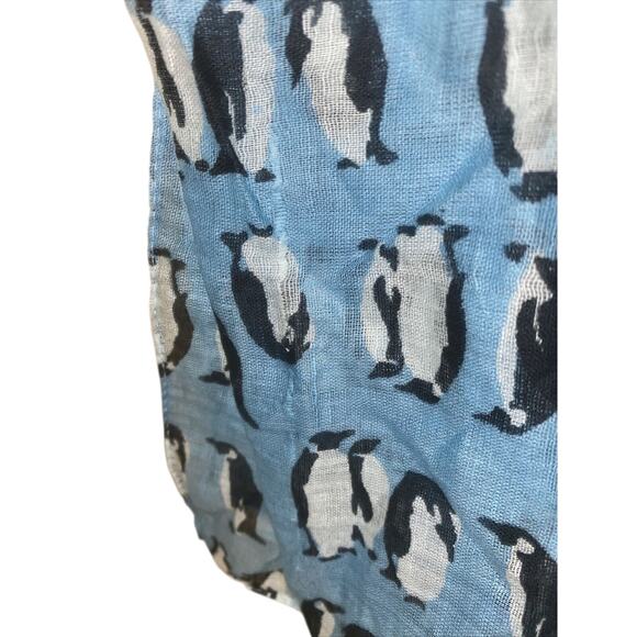 100% CottonScarf Sz Square Blue/Penguin Print - Picture 2 of 5